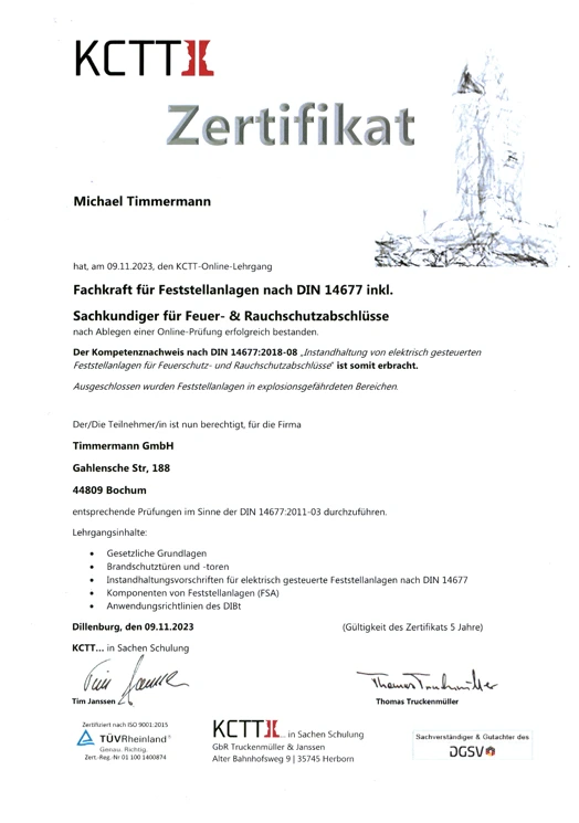 Sachkundezetifikat Brandschutz